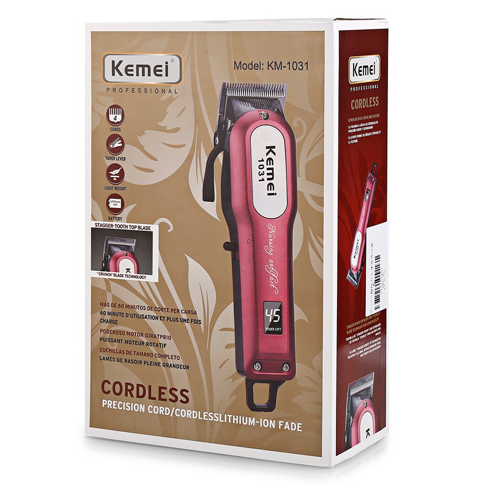 NEW~Kemei Hair Clipper KM-1031 Mesin Cukur Rambut Rechargeable Lithium | Alat Cukur Rambut Kemei KM-1031 | Hair Clipper Trimmer Electric Cordless Professional LCD | FMS