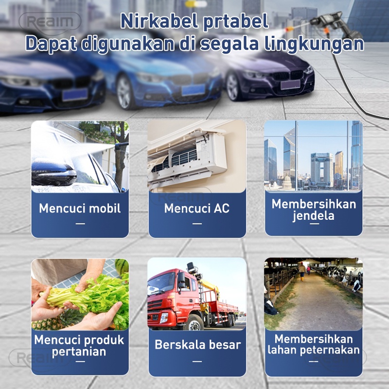 Reaim 450W  Alat Cuci Mobil Cuci Staem Ac Mobil Screen Sablon Berkualitas Pompa Mesin Steam Power Spayer Alat Portable Nirkabel