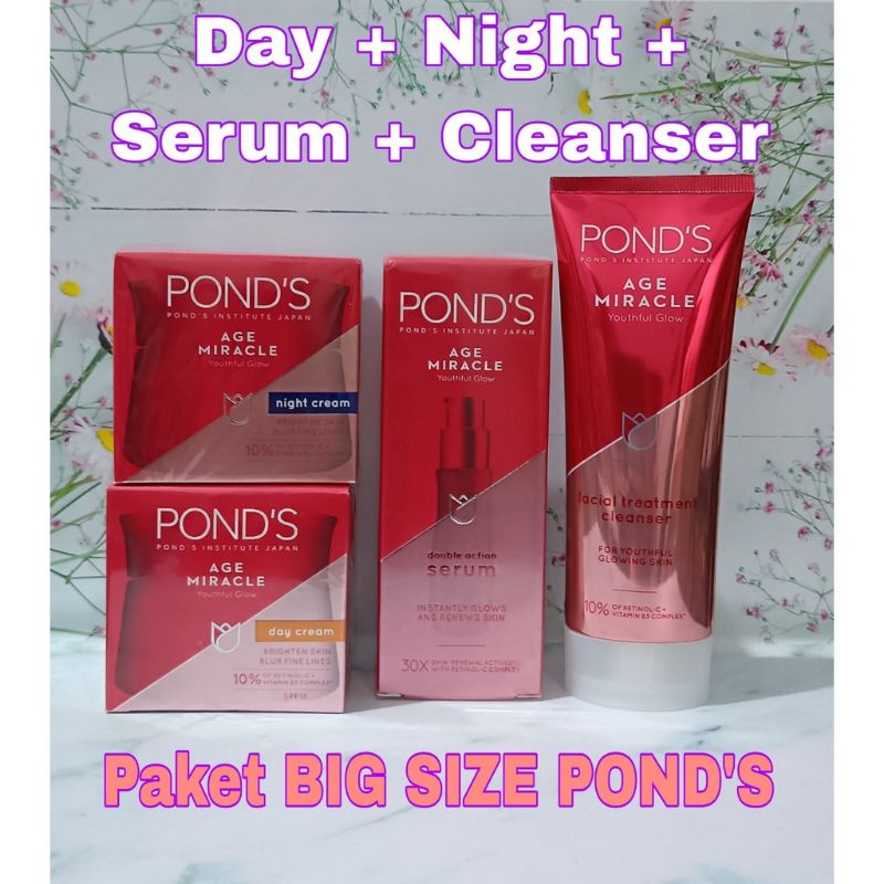 Paket Lengkap Besar PONDS Age Miracle Youthful Glow Retinol Day Cream