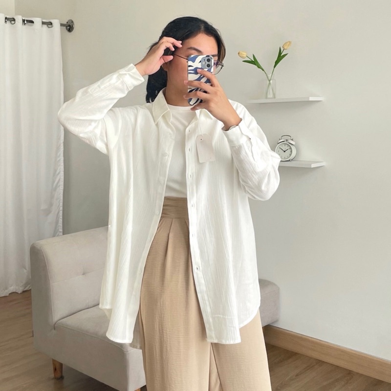 ZASKIYA - Anna Shirt / Kemeja Oversize Cringkel Wanita