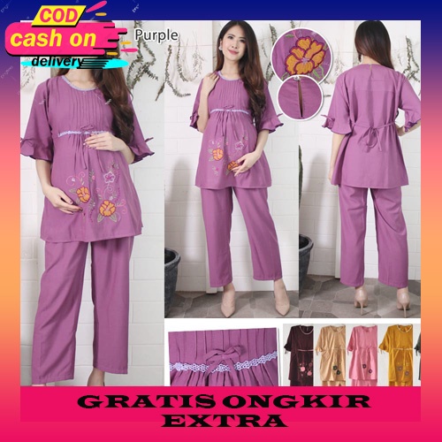 One Set Crinkle Setelan Wanita Cringkel Airflow Terbaru Premium Busui Ruffle One Set Wanita Terbaru 