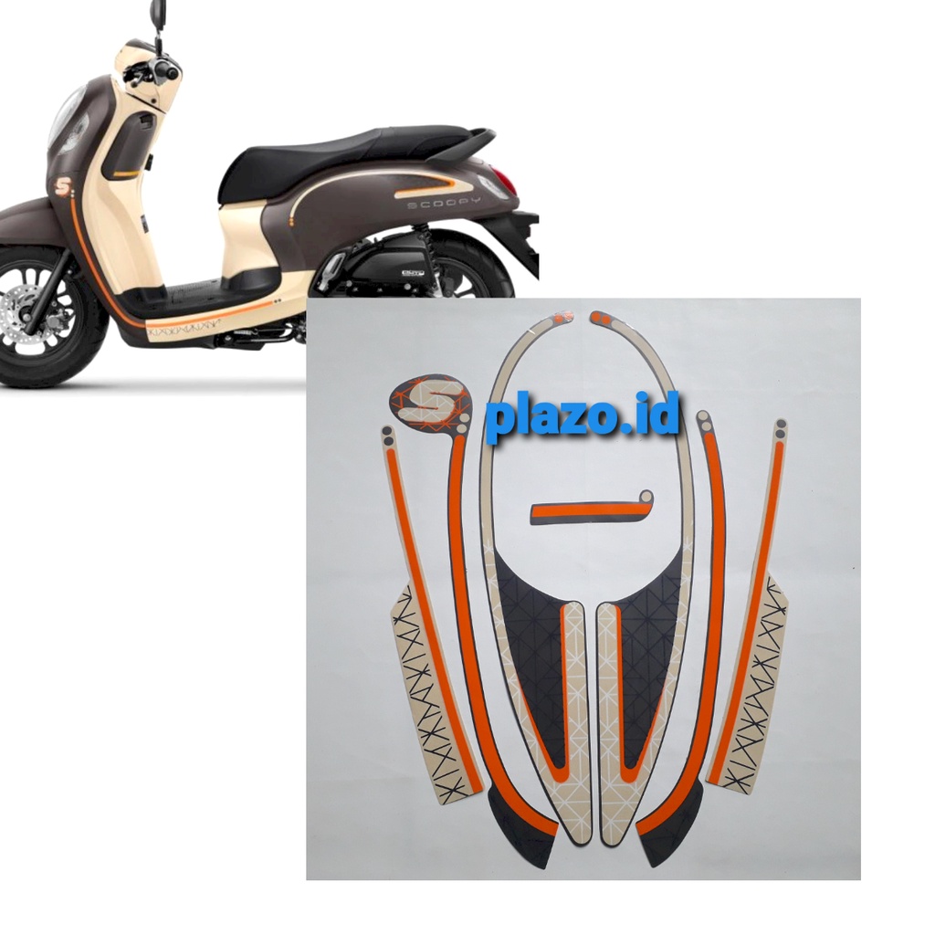 striping sticker lis les motor honda scoopy fashion 2022 Matte Brown