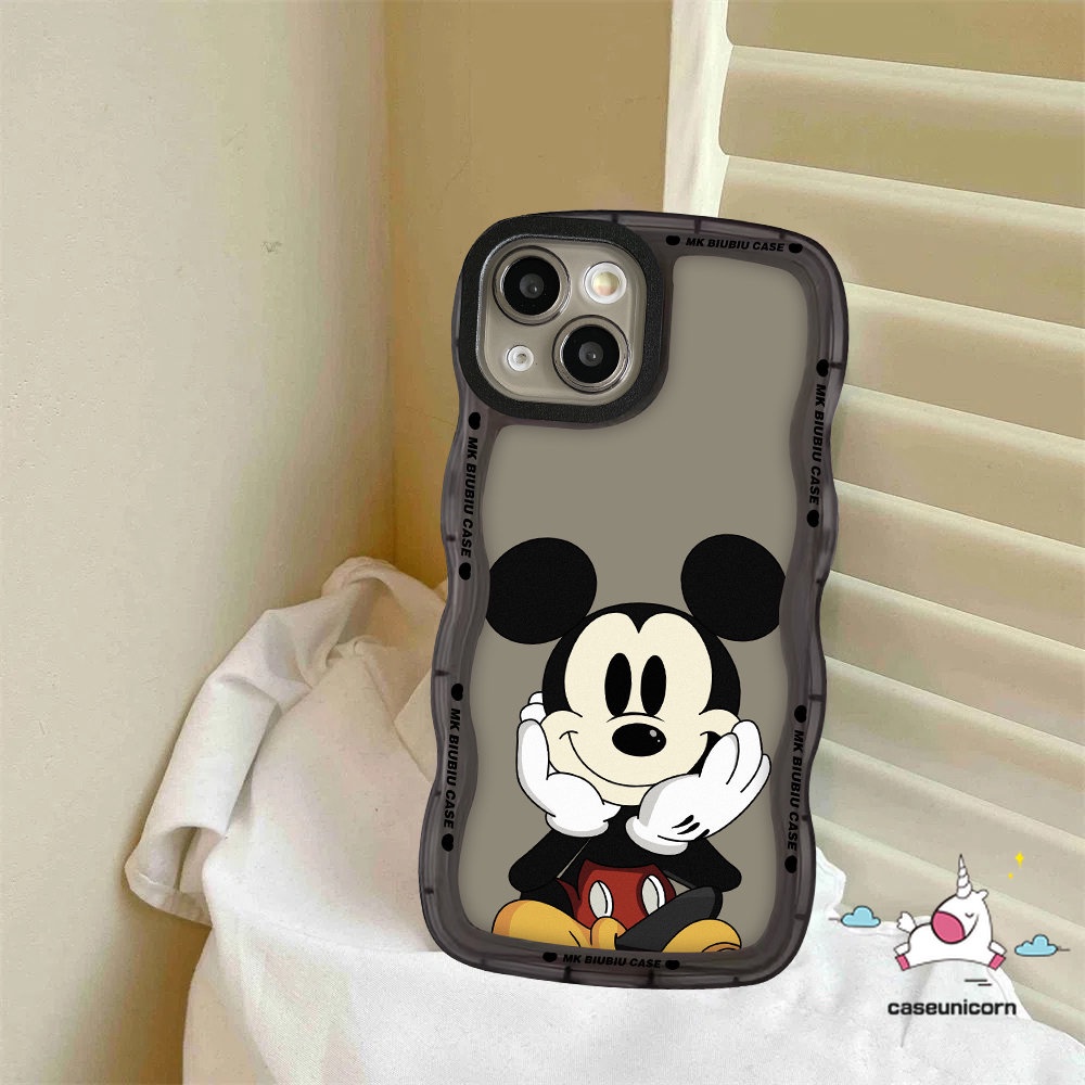 Kompatibel Untuk Iphone 11 14 13 12 Pro Max 6 6s 8 7 Plus 14Plus XR X XS Max SE 2020 lucu Kartun Mickey Mouse Wavy Edge Soft TPU Couple Phone Case