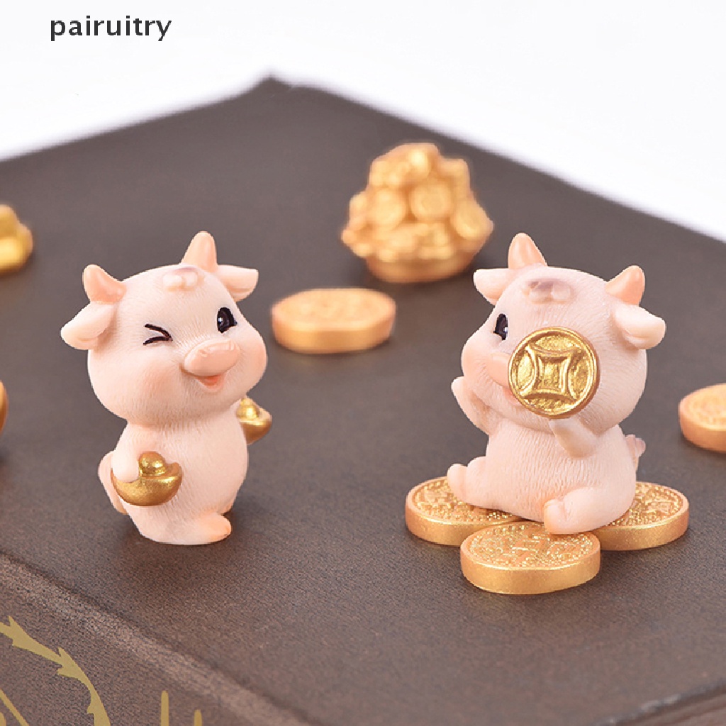 Prt DIY Mini Miniatur OX Ornamen Taman DIY Dekorasi Aksesoris Rumah Boneka Ternak PRT