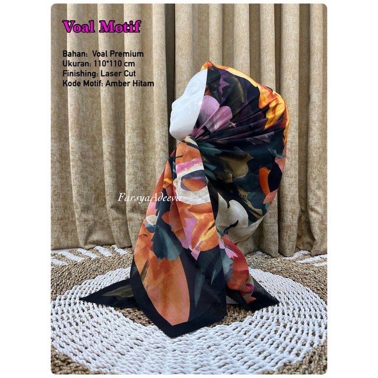 (PART 1) VOAL PRINTIN Series | Scarf Kerudung Hijab Segi Empat (Voal Motif Premium)