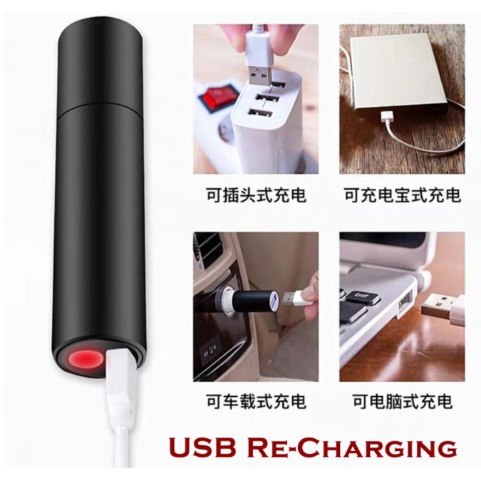 Lampu Senter Led Mini Portable Super Terang Jarak Jauh Usb Rechargeabl