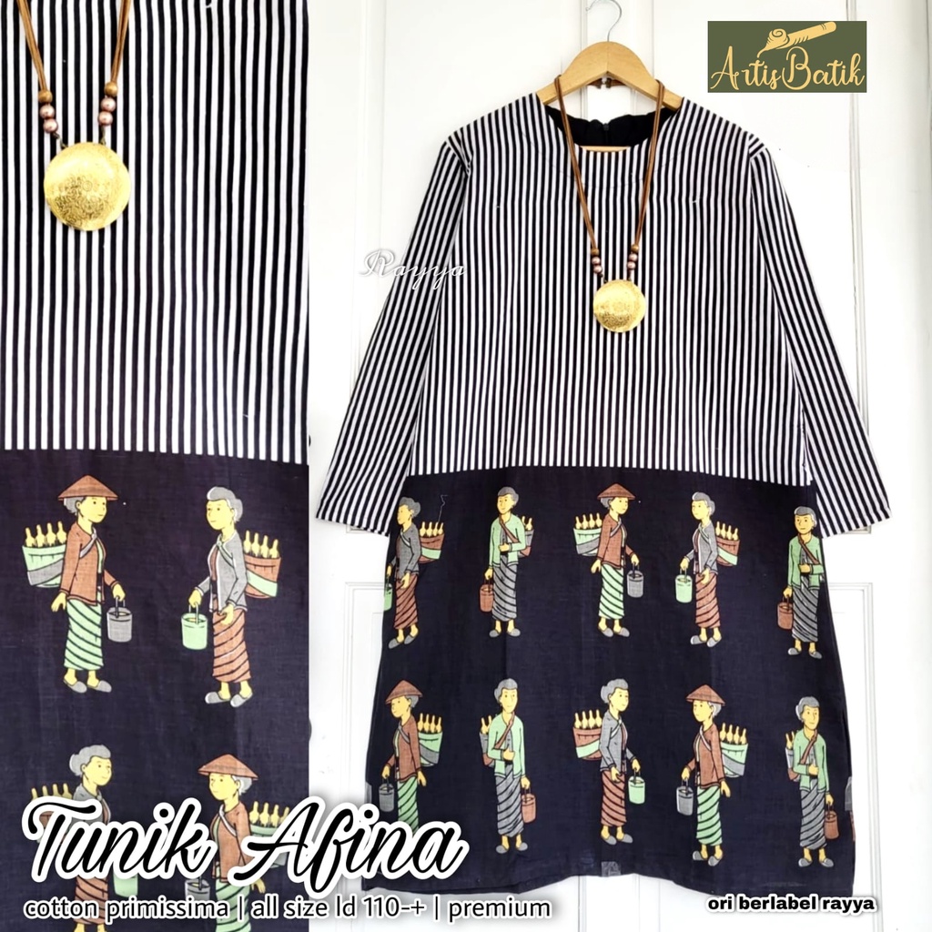 TUNIC TALEETHA TUNIK BATIK  AFINA SUPER JUMBO LD XXXXXXL LD 130 TUNIK MOTIF BATIK WUDHU FRIENDLY BAT