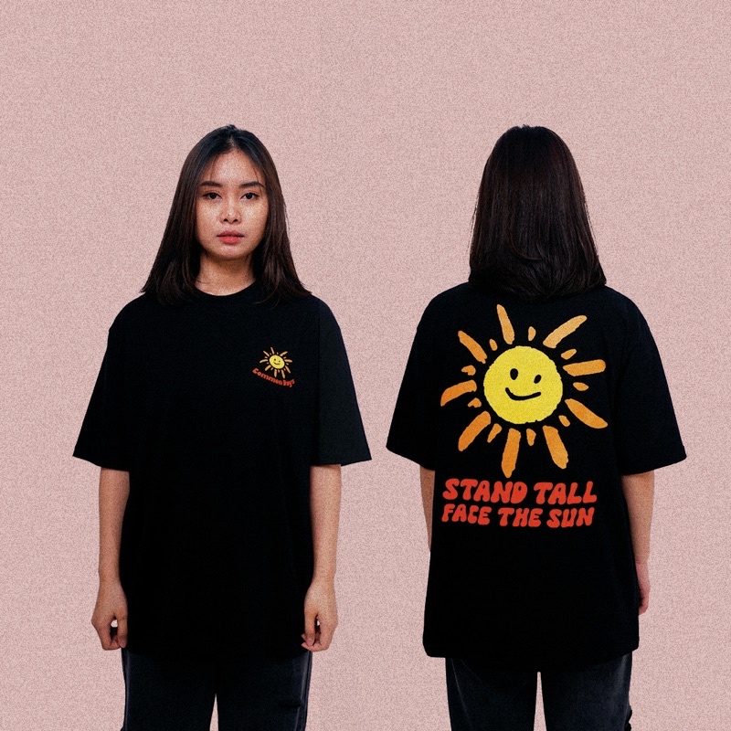 common days | Oversized Unisex T-shirt Stand Tall face The Sun / Kaos Oversize / Tee / White / Hitam / Smiley / Cewek Cowok Wanita Pria / Cotton Combed 24s / Premium / adlv / peanut stain / nomad studio / matahari