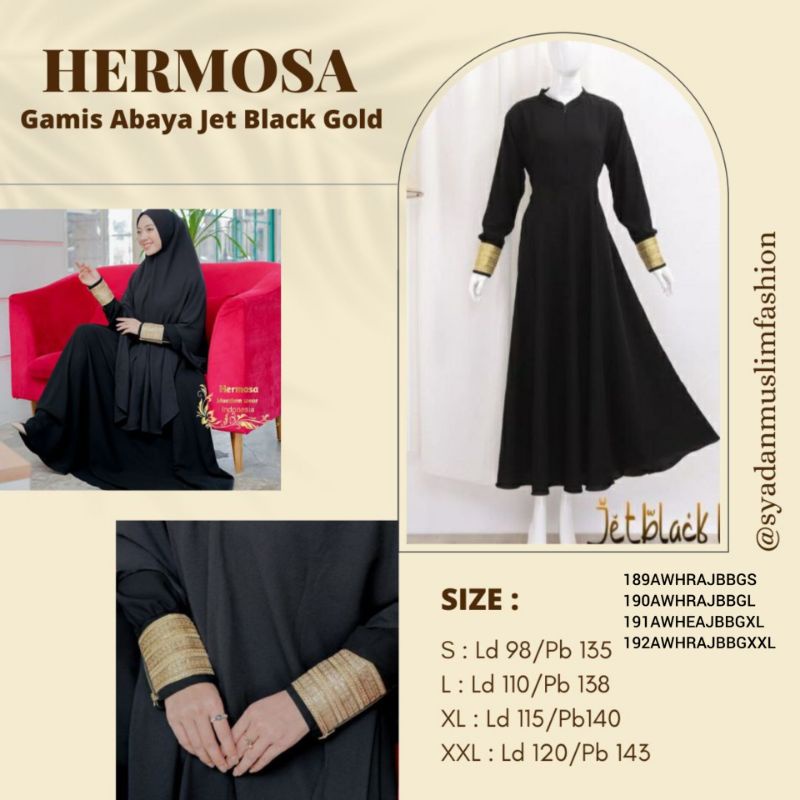 GAMIS HERMOSA ABAYA JET BLACK gamis mewah gamis murah