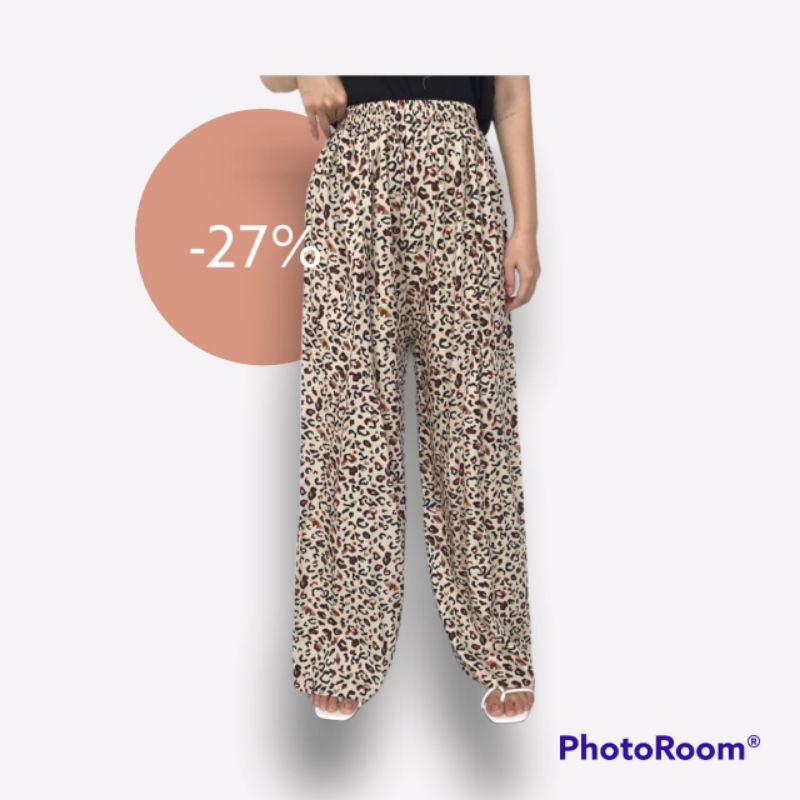 (BISA COD) CELANA PANJANG KULOT WANITA JUMBO BAHAN RAYON MOTIF BINTIK, KOTAK, SALUR DLL