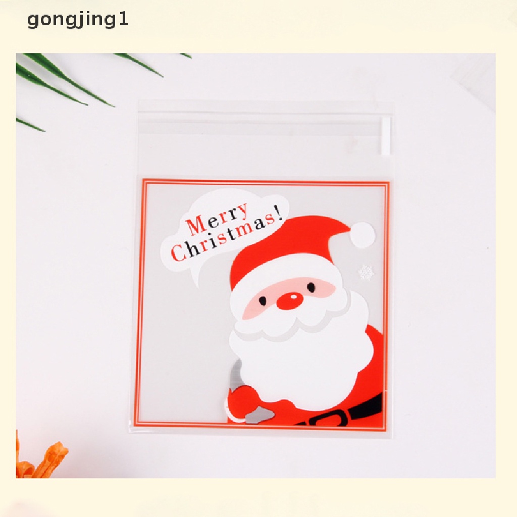 Ggg 100pcs Tas Kemasan Permen Natal biscuit bag Tas Kemasan Transparan ID