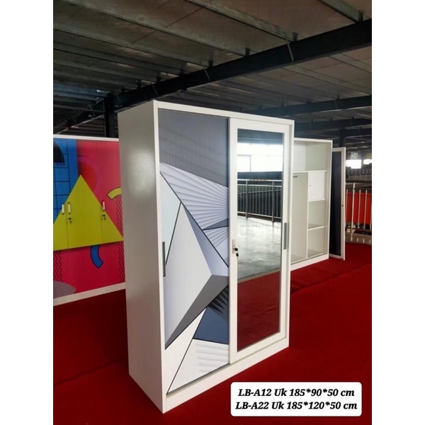 Lemari Baju Sliding Besi LB-A22 - Lemari Baju Sliding - Almari Baju sliding - Lebar 120 cm (Besar) -