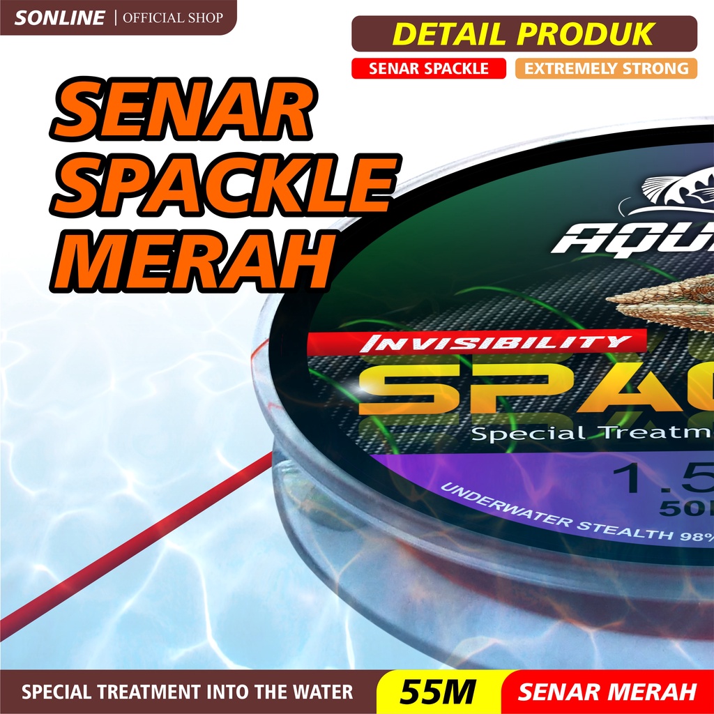 SONLINE Senar Pancing Warna Merah Nilon Garis Fishing Line Memancing Garis Sub Utama Senar Pancing Ikan Line Fishing Spackle Bunglon Senar Pancing Nilon Senar Titik Tak Terlihat Garis Invisible Line Nylon