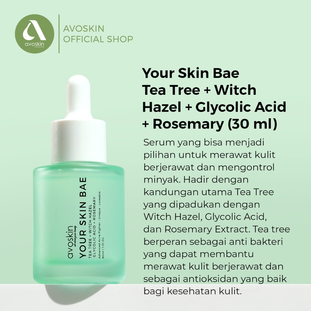 AVOSKIN Your Skin Bae YSB Serum 30ml Toner 100ml (Niacinamide, Salicylic Acid, Alpha Arbutin, Hyaluronic, Marine Collagen, Azeclair, Lactic Acid, Vitamin C, Panthenol Mugwort, Hyacross, Ceramide, Kojic, Tranexamic, Mandelic, Spirulina, Tea Tree)