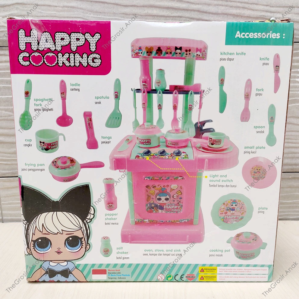 Happy Cooking LOL Lampu Suara Mainan Dapur Mini Kitchen Set Masak-masakan