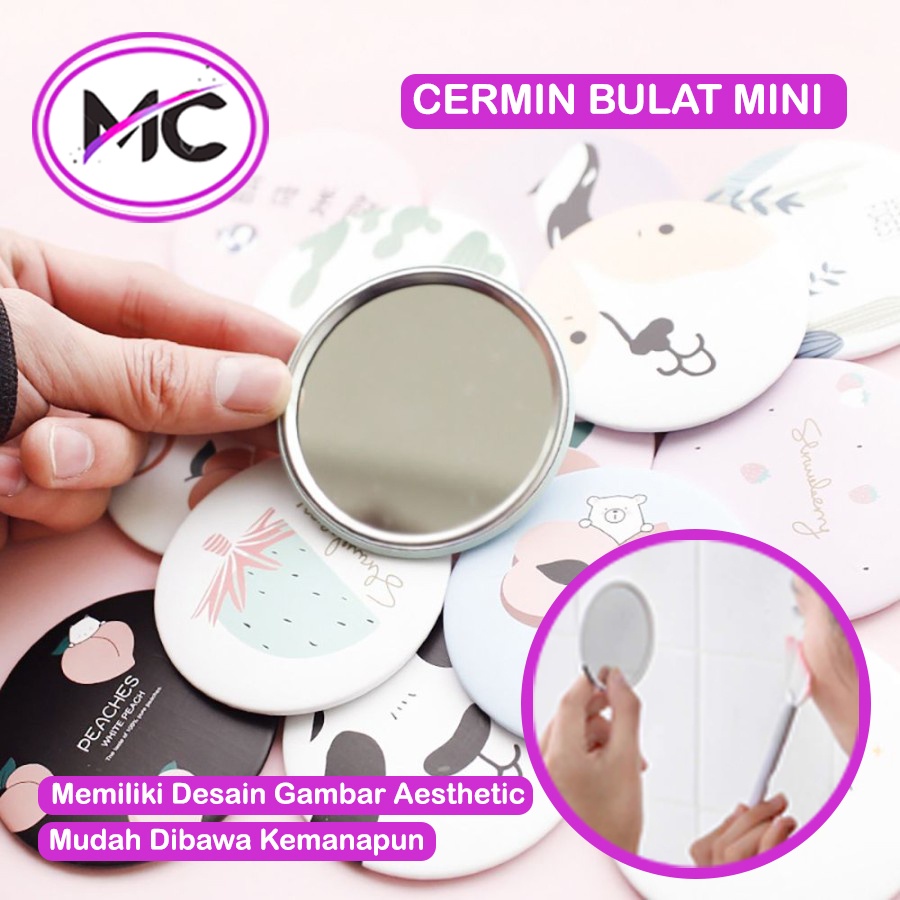 Jual Cermin Bulat Aesthetic Mini Karakter Lucu Kaca Make Up Portable Murah Imut Unik Kaca Dandan 6632
