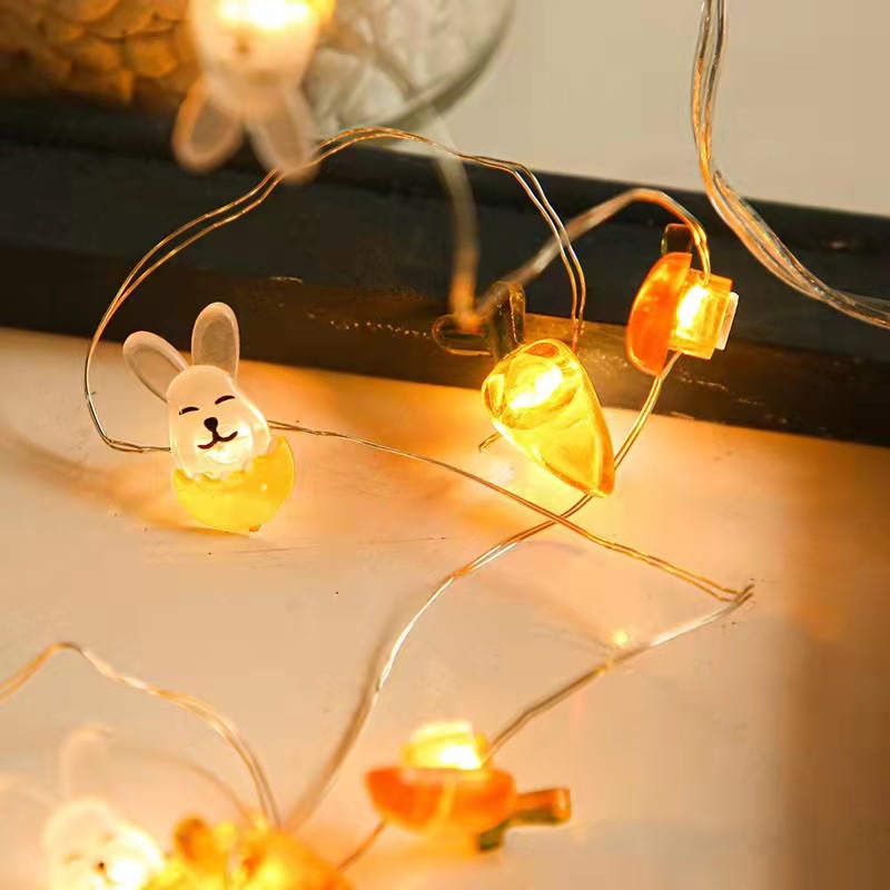 Lampu Taman Kamar Properti Lucu Bunny Light String Paskah Ulang Tahun Tahun Baru Dekorasi Fleksibel DIY LED Decor String Lights Cute Rabbit Carrot Lamps