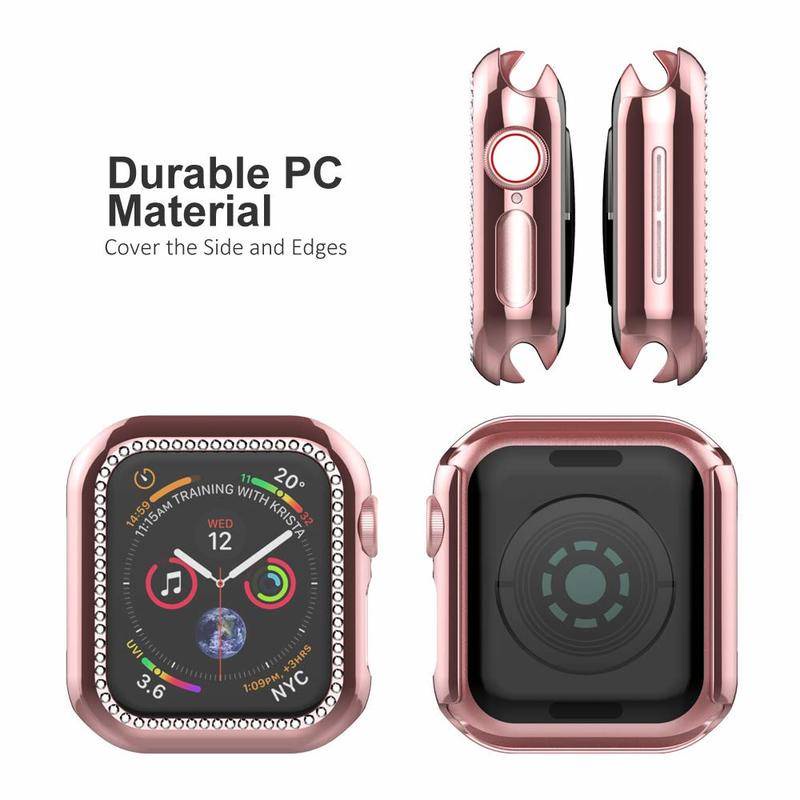 Diamond Case+Pelindung Layar Tempered Glass Untuk Apple Watch Series8 7 6 5 4 3 2 1 SE SE SE2 Bumper Cover Case Untuk iWatch 45mm 41mm 44mm 42mm 40mm 38mm