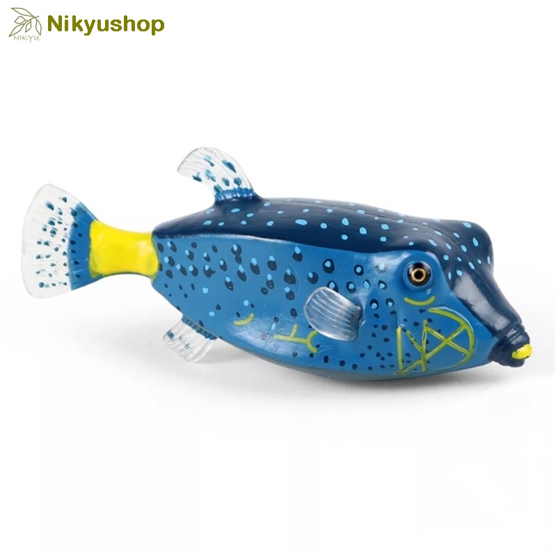 [Nikyushop] Mainan Hewan Figure Pajangan Miniatur Ikan Kudu Kudu Blue Boxfish
