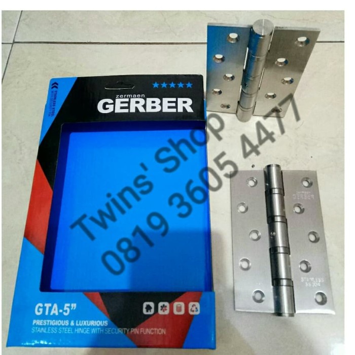 ENGSEL PINTU UTAMA 5 INCH GERBER BAHAN STAINLESS STEEL TEBAL SUS 304