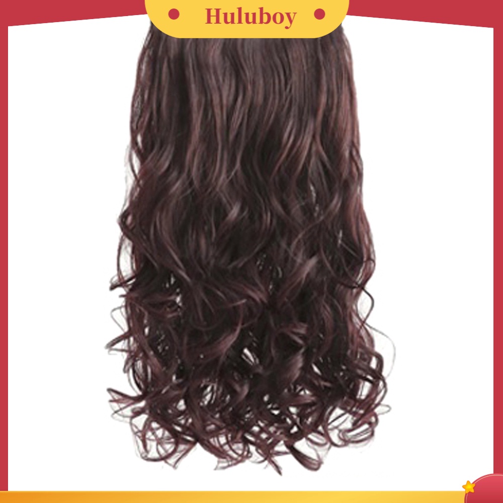 Wig Rambut Extension Model Keriting Gelombang Bahan Sintetis Untuk Wanita