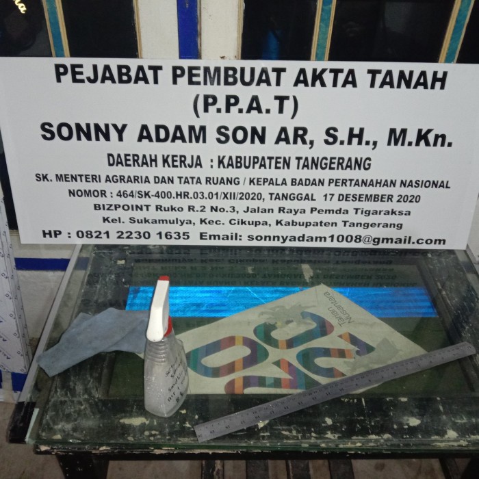 

PLANG NAMA PPAT 100 X 40 CM X 1 MUKA