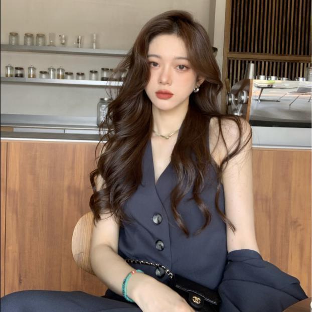 Suhao Royal Sister Style Suit Jaket Pendek Rompi Fishtail Rok Setelan Jas Tiga Potong Tingkat Tinggi Komuter Profesional Wanita musim Gugur Pakaian