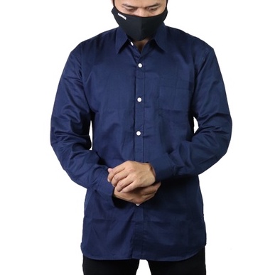 Barazha Kemeja Lengan Panjang Polos Simfit Navy