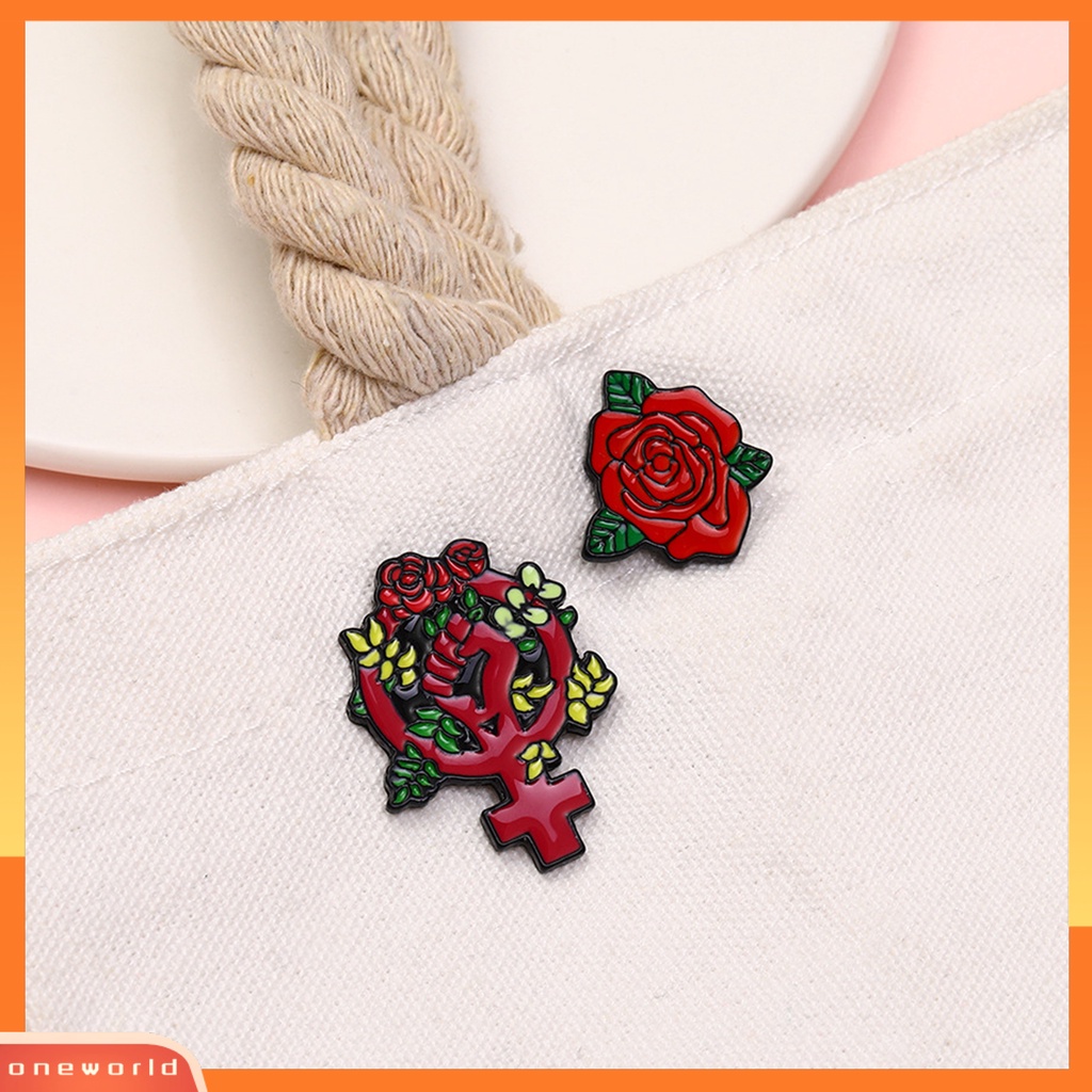 [WONE] Ladies Bros Mawar Mengenang Perhiasan Kartun Dicat Bros Lencana Feminisme Perhiasan Hadiah