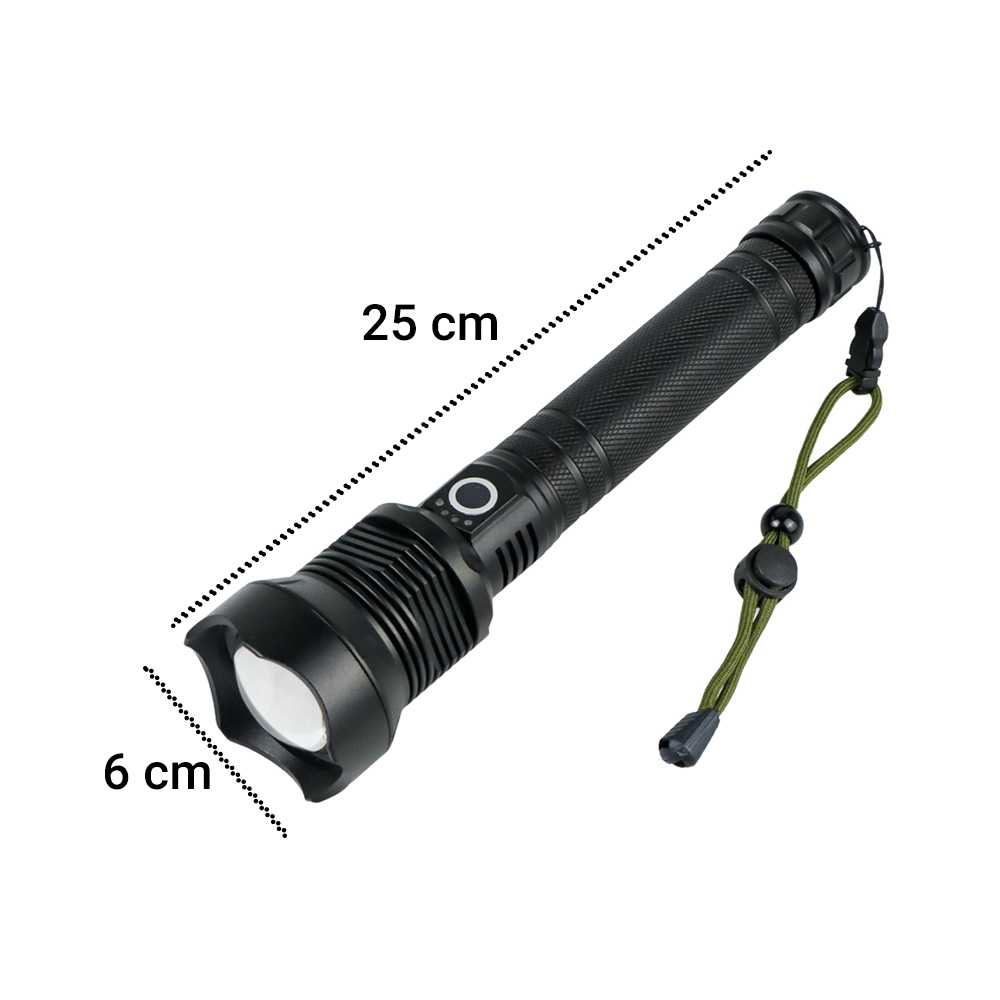 Taffled Senter Led Long Range Zoom Xhp70.2 9000 Lumens - Hs313 - Ahoo