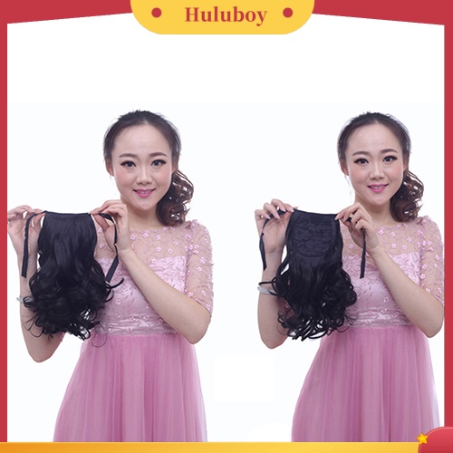 Wig Rambut Ekstensi Palsu Model Klip Ponytail Keriting Gelombang Untuk Wanita