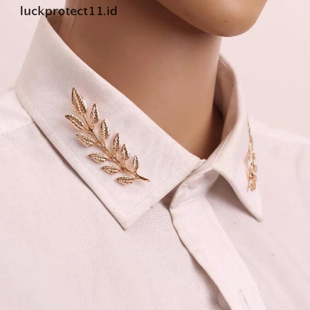 /Fashion Hot// Fashion// 1pasang Halus Daun Pohon Bros Pin Jean Kemeja Setelan Kerah Pin Retro Broche.