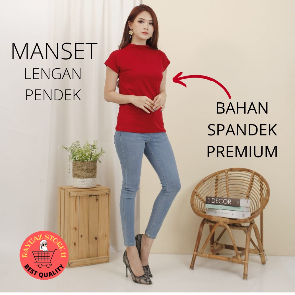 Manset Baju WanitaTurtleneck Lengan Pendek Standard Bahan Sepandek Premium