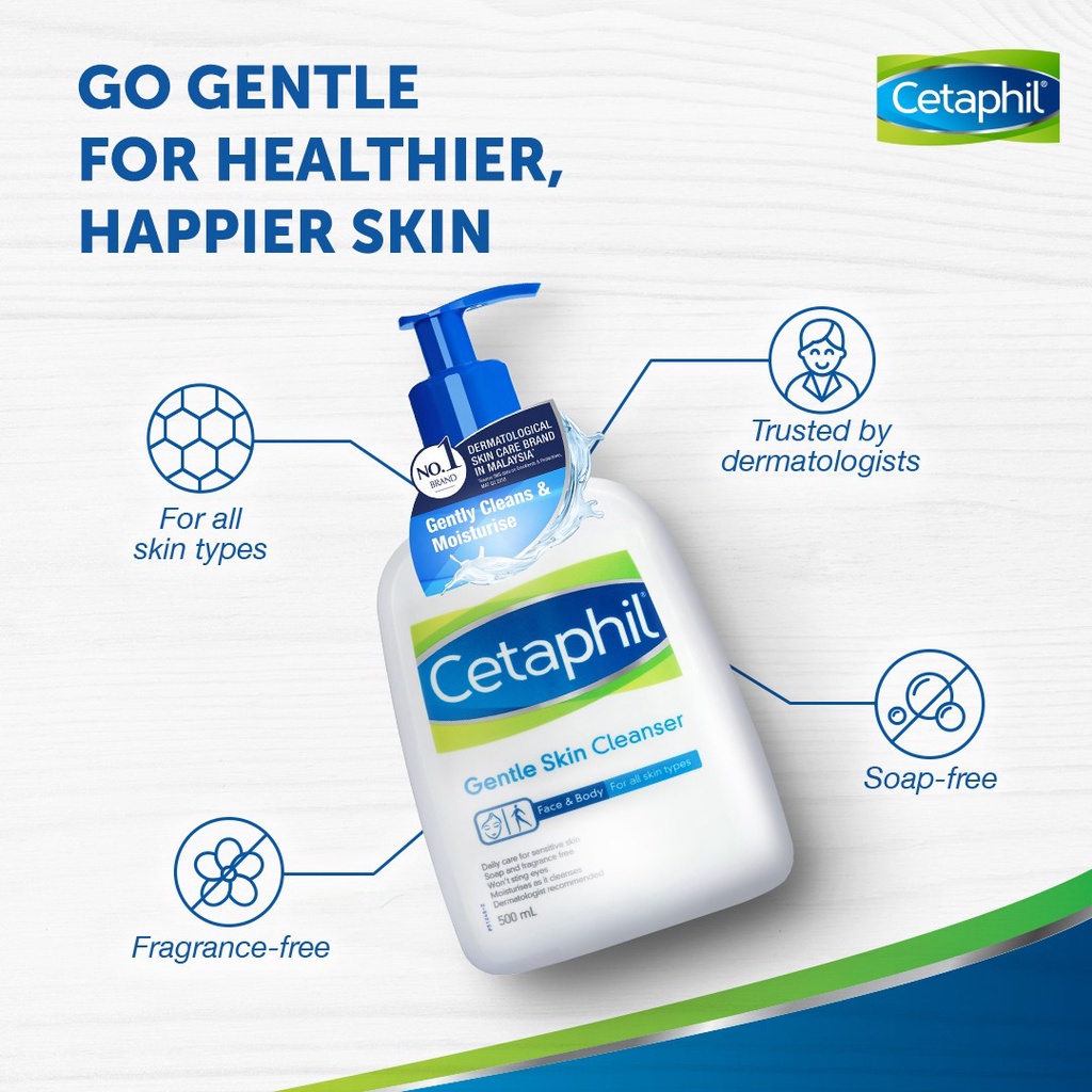 Cetaphil Gentle Skin Cleanser 500ML Cethapil Facial Wash Mild Pembersih Wajah Untuk Semua Jenis Kulit [100% ORI]