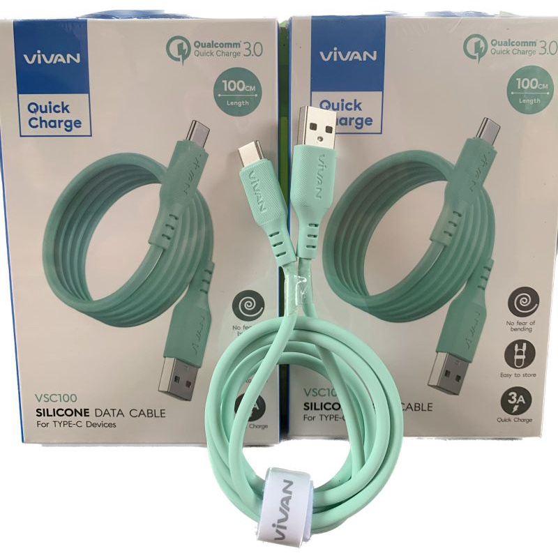 New⚡ Kabel data [VIVAN VSC100] Quick Charge Silicone TYPE-C