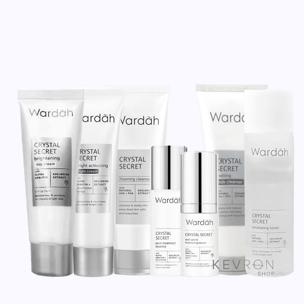 WARDAH White Crystal Secret Series | Day Night Eye Cream Brightening Essence Mask Scrub