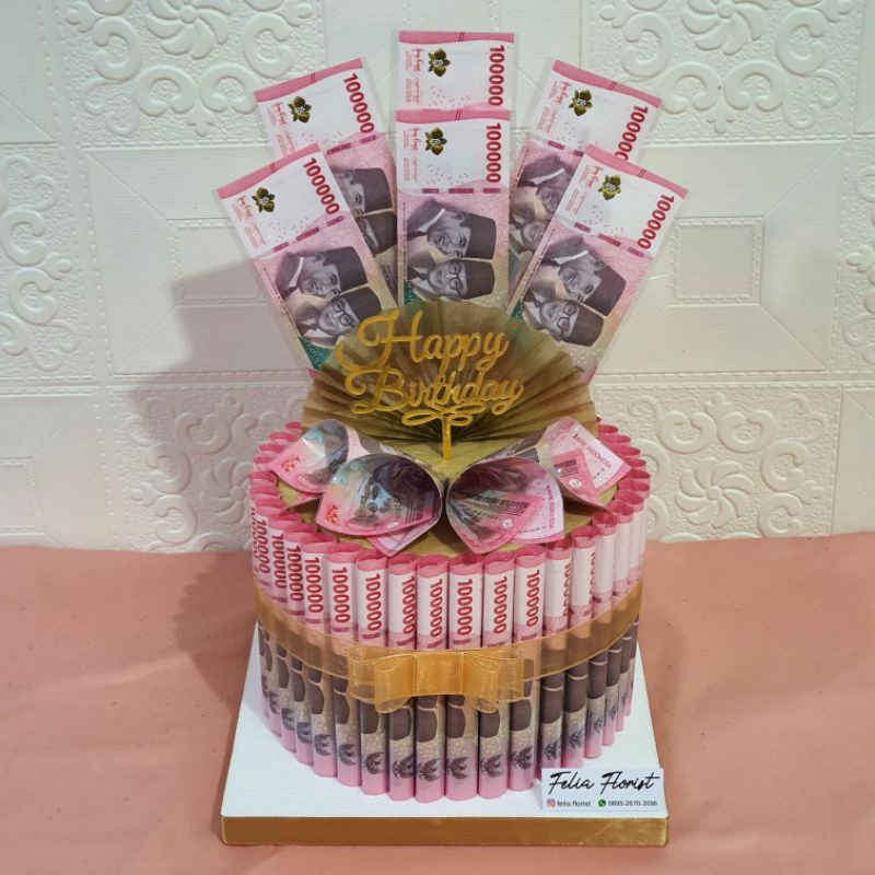 Kue Ulang Tahun Ultah | Birthday Cake | Dummy Cake | Money Cake 1 Tier High Medium | Kue Uang