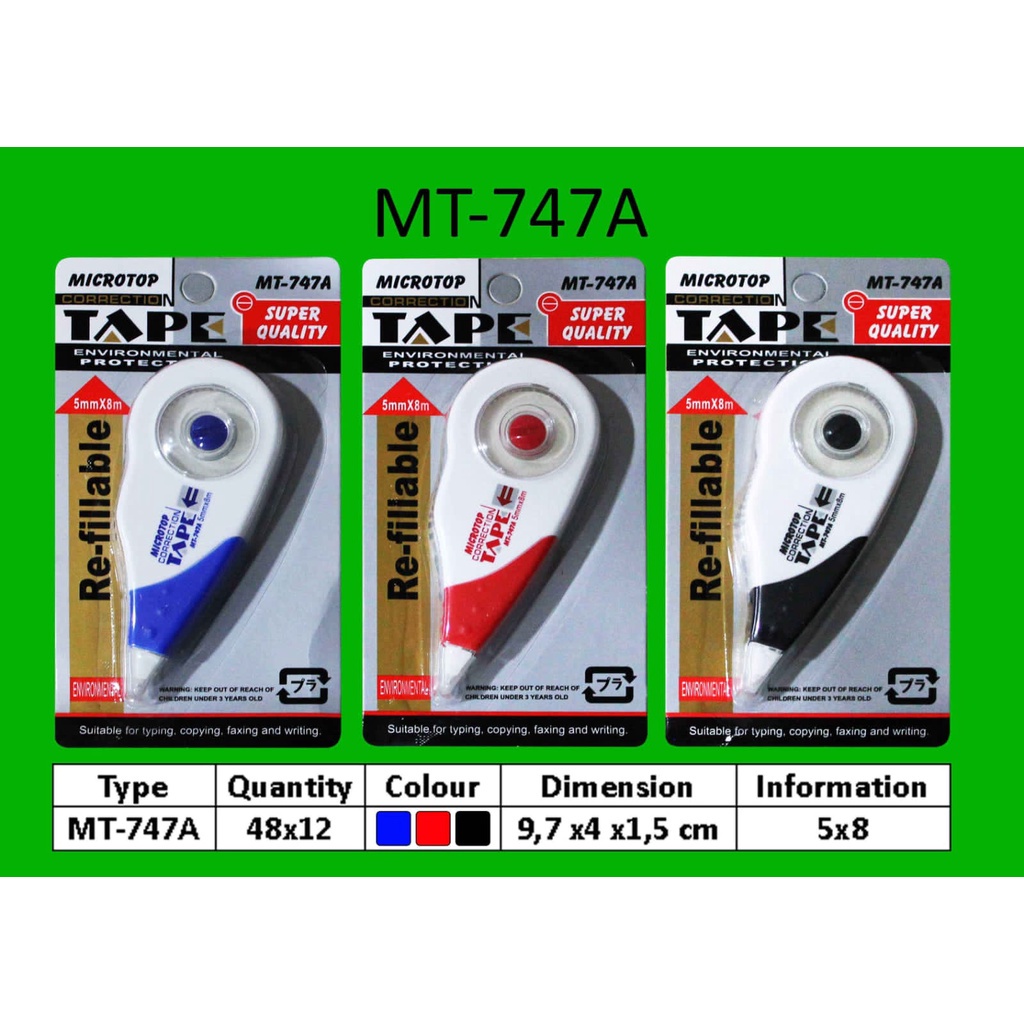 

Correction Tape / Stipo Kertas / Tipe X Pita MT-747A