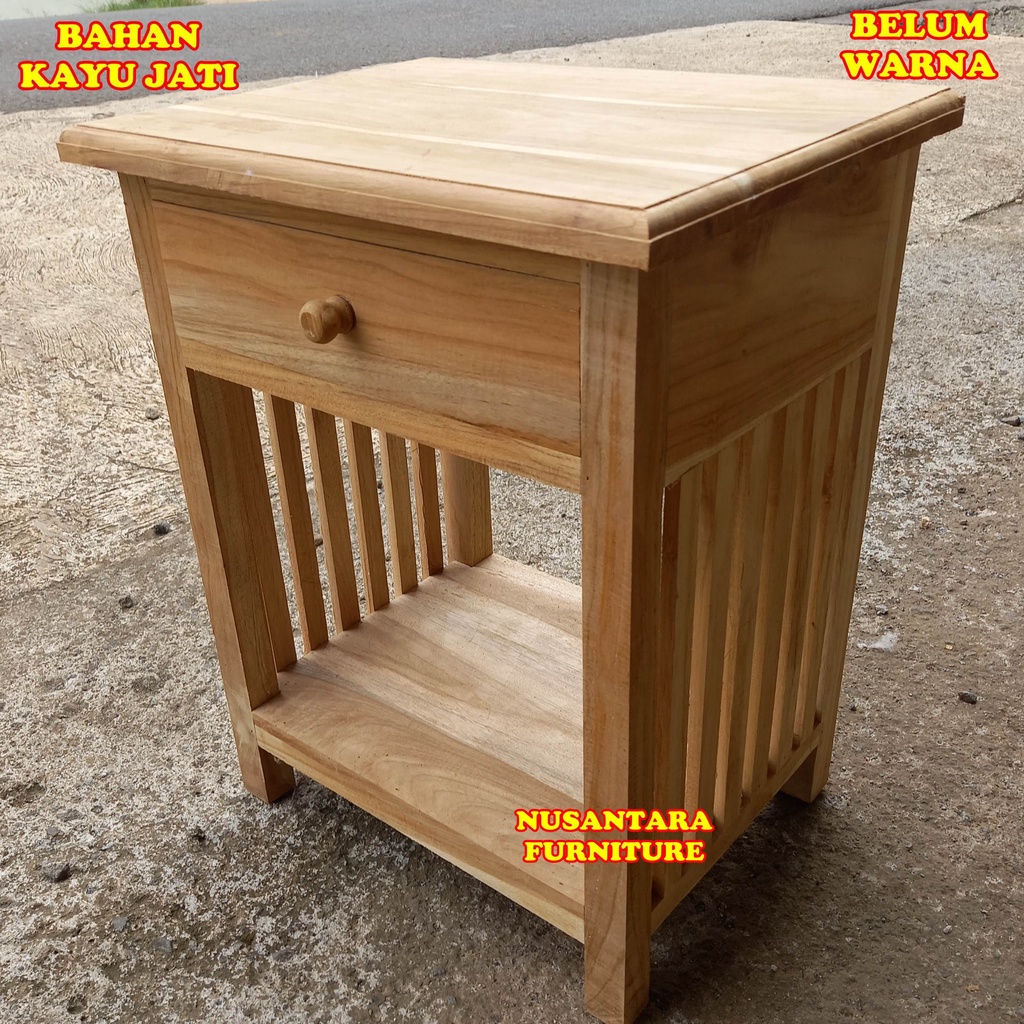 Nakas Meja Dispenser Kayu Jati Mentah