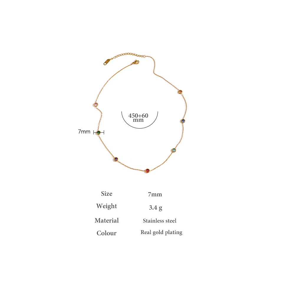 Indah Tujuh Warna Kalung Baja Titanium Desain Niche Sederhana Rantai Halus