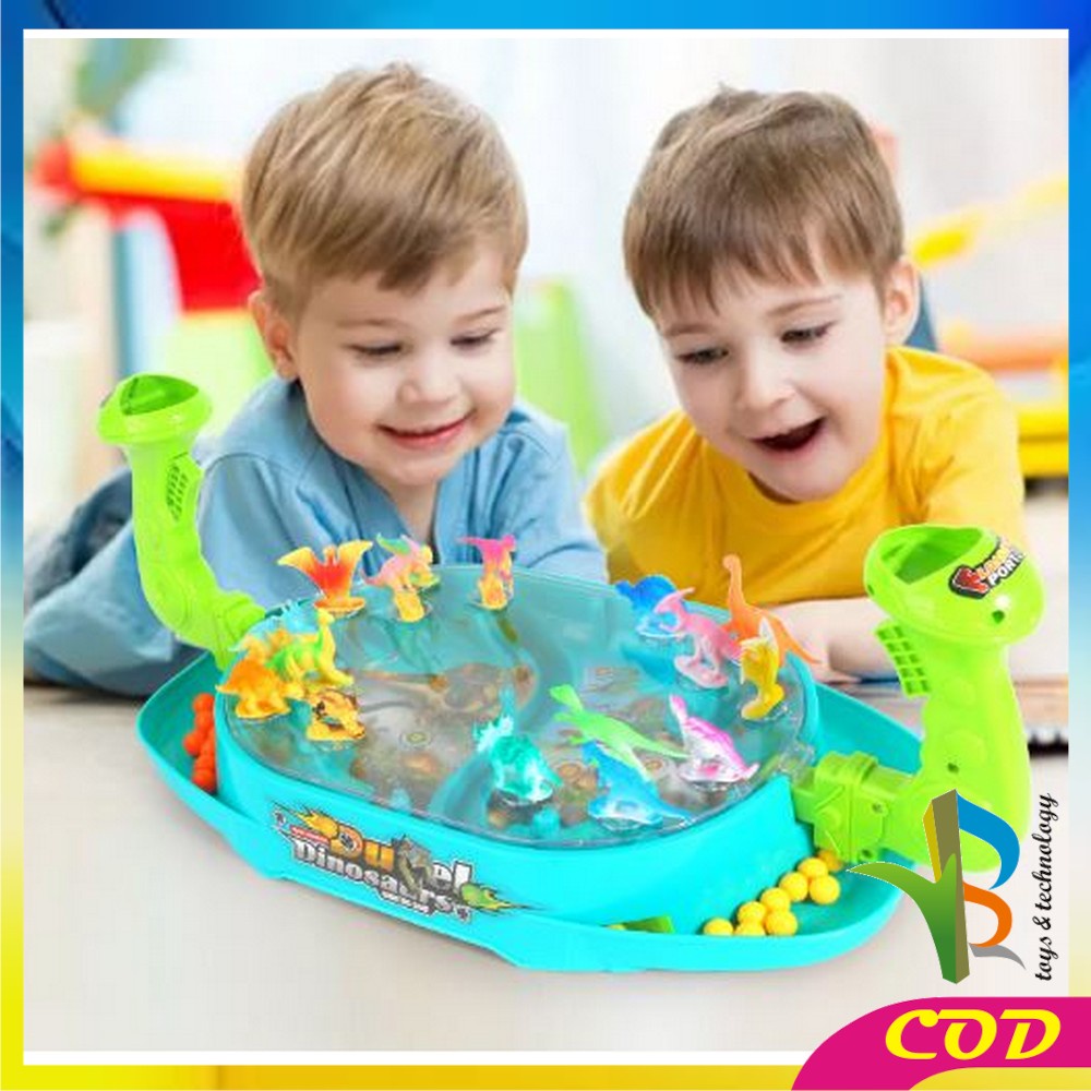 RB-M285 Mainan Dinosaurus Duel Games Tembak Bola Dinosaur Board Game Set Maenan Dino Battle Games Anak Laki Laki Perempuan