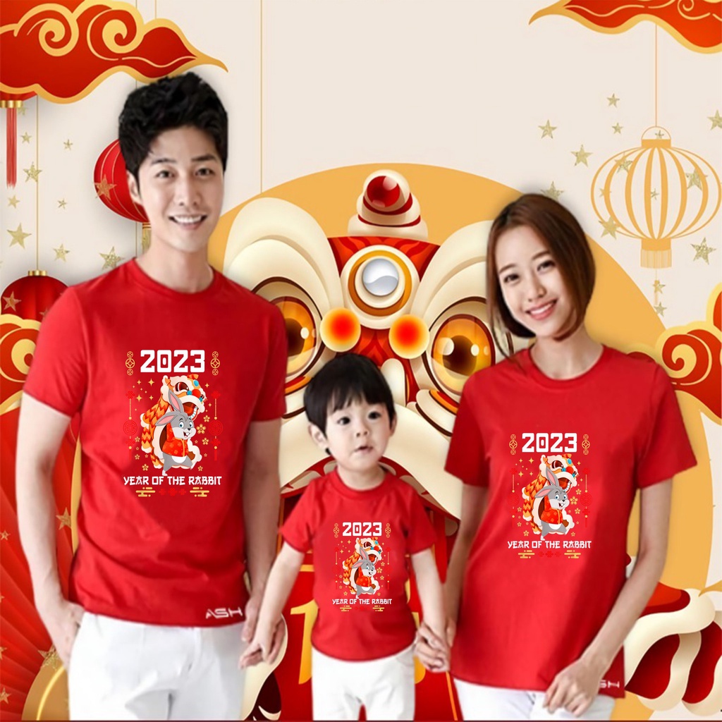 Kaos Imlek Kelinci 2023 - Kaos Distro Unisex - Kaos Imlek Keluarga - Kaos Imlek Anak - Kaos Imlek De