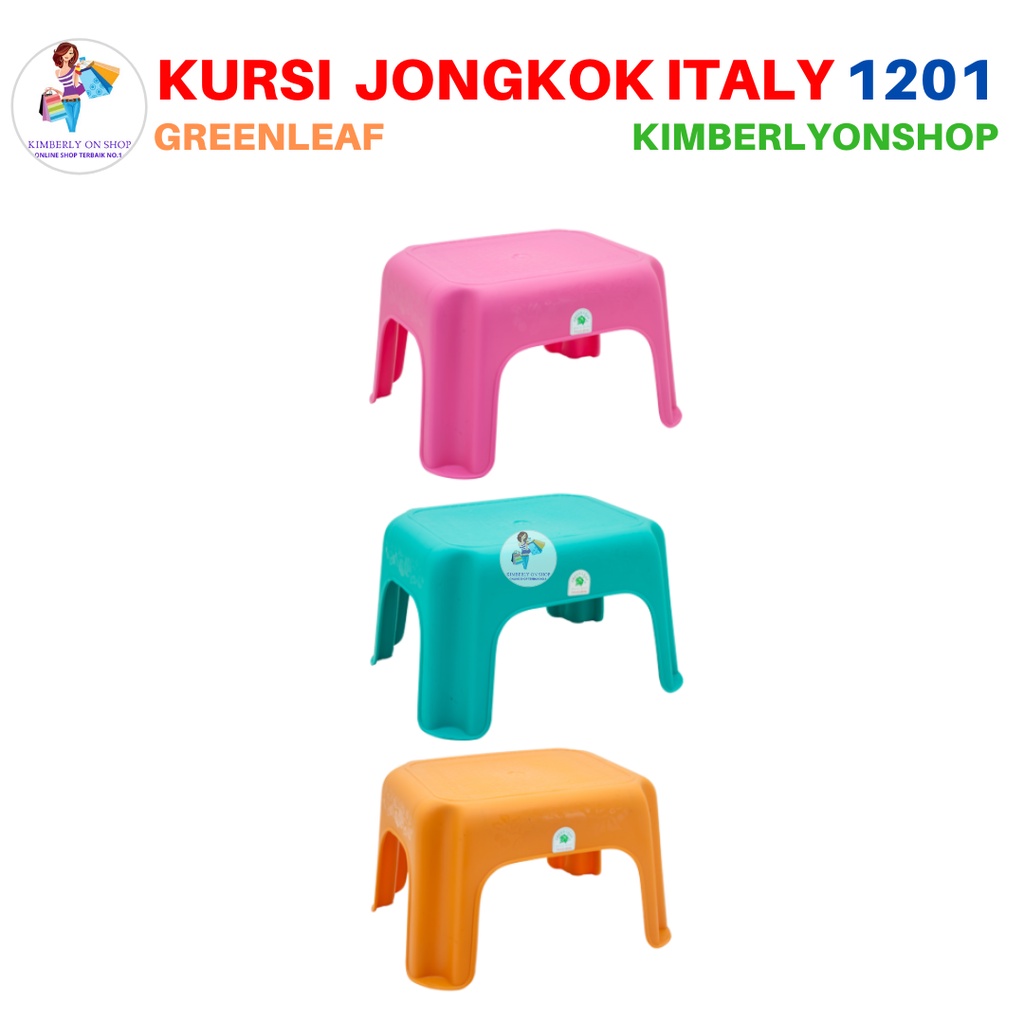 Kursi Bangku Jongkok Plastik Italy 1201 Green Leaf