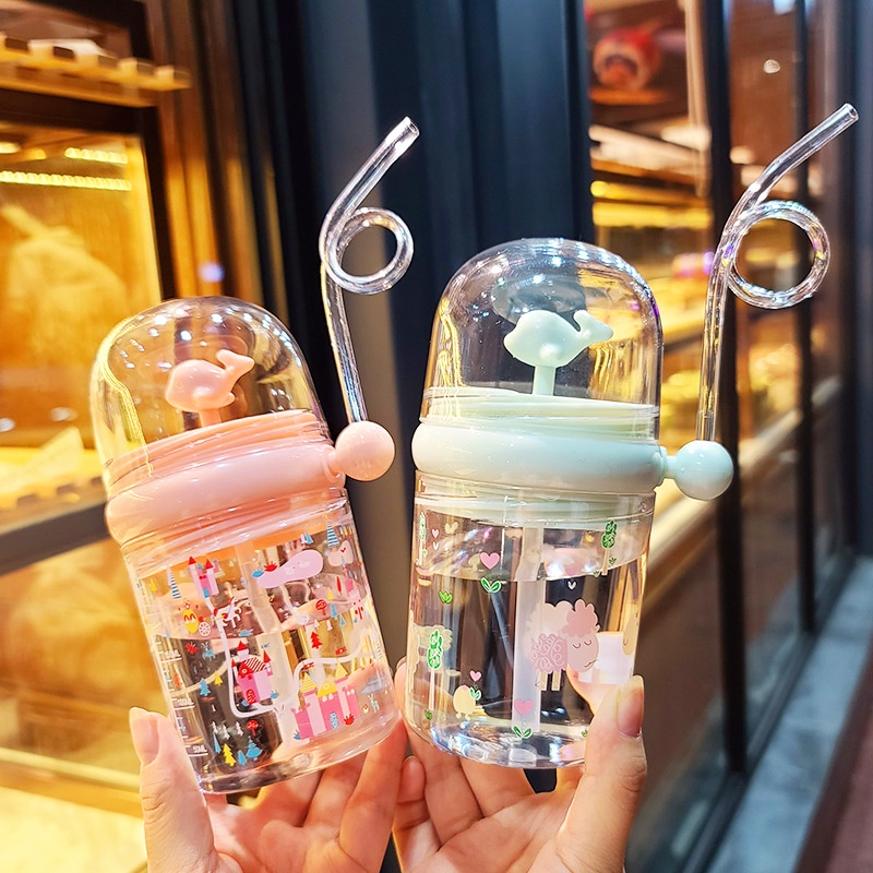 BOTOL MINUM ANAK / BABY KAPASITAS 700ML KARAKRTER LUCU BPA FREE-DOLPIN HIJAU