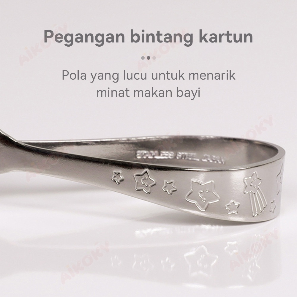 AIKOKY Sendok Makan Anak Training Spoon Stainless Sendok Garpu Anak Set