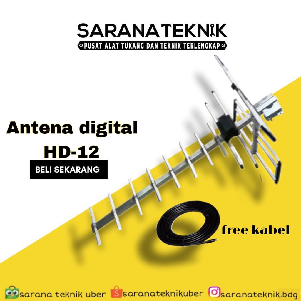 Antena digital pf hd-12 uhf plus kabel /antena tv digital / antena Pf Hd12 Antena digital +kabel / a