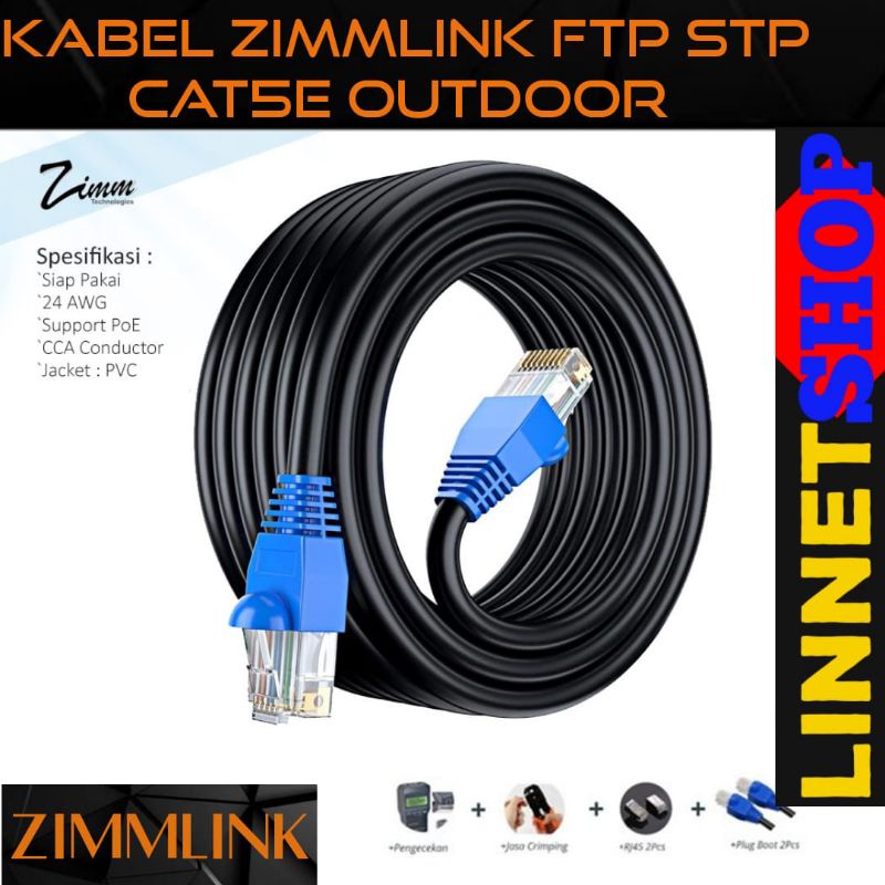 Kabel Lan FTP Cat5e Zimmlink Panjang 30 Meter Siap Pakai