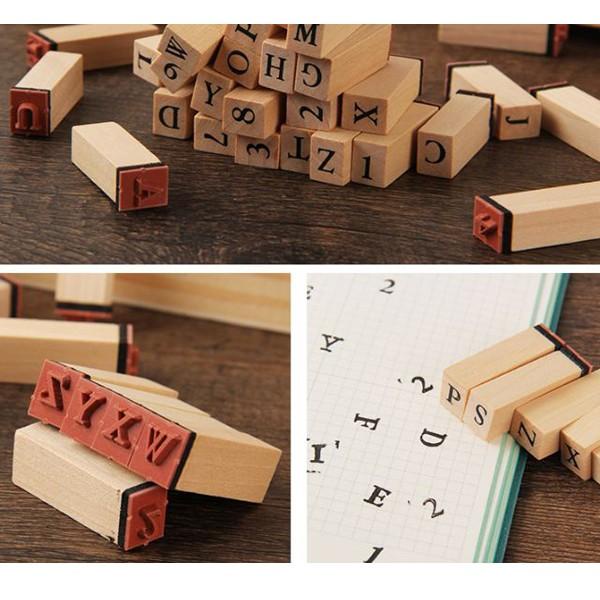 

Vintage wooden box alphabet number stamp cap stempel HB1306/1307