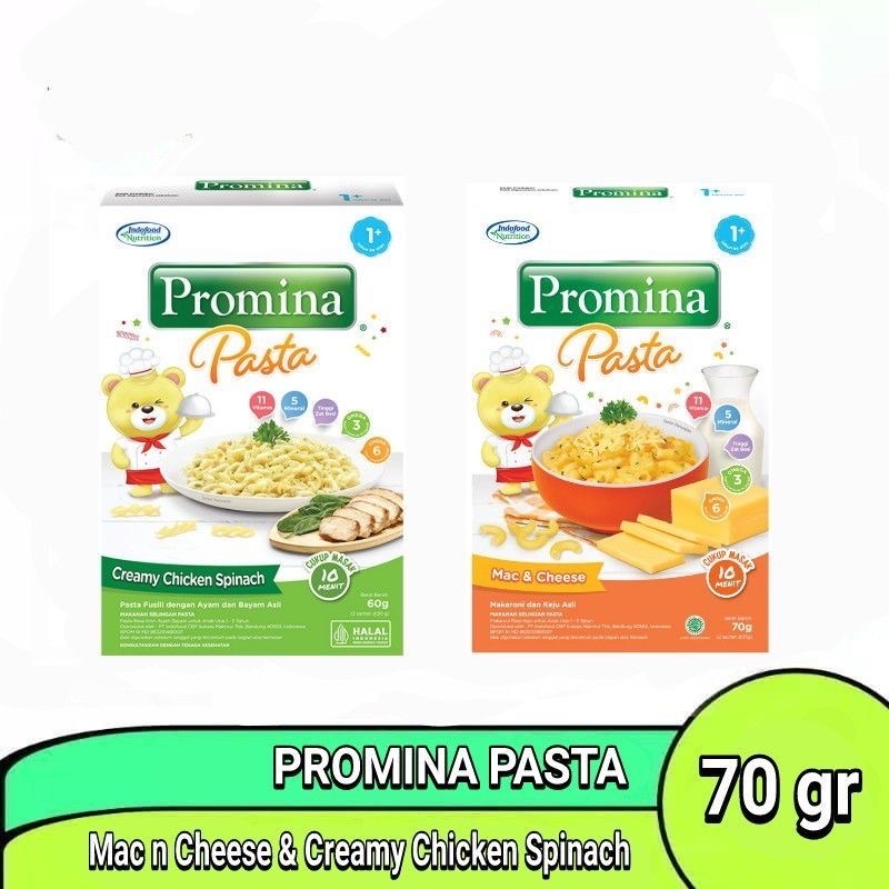 PROMINA PASTA 70gr / PROMINA PASTA MAC N CHEESE / PROMINA PASTA CREAMY SPINACH / MPASI PASTA 1+ / PASTA KHUSUS BAYI &amp; BALITA