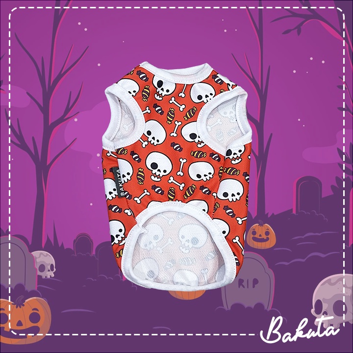 Baju Kucing Tank Edisi Halloween (Skull) Tank Lucu Untuk Kucing dan anjing / Baju Kucing Termurah Size S-XXL / Baju Kucing Tangerang